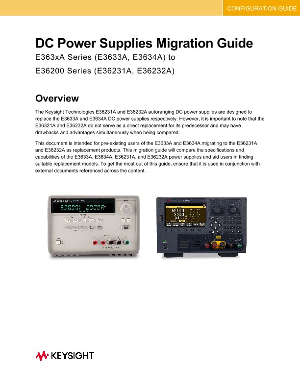 DC Power Supplies Migration Guide PDF Asset Page Keysight